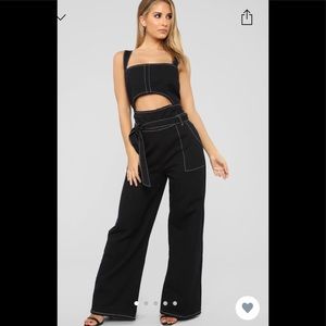 Fashion nova denim jumpsuit size l